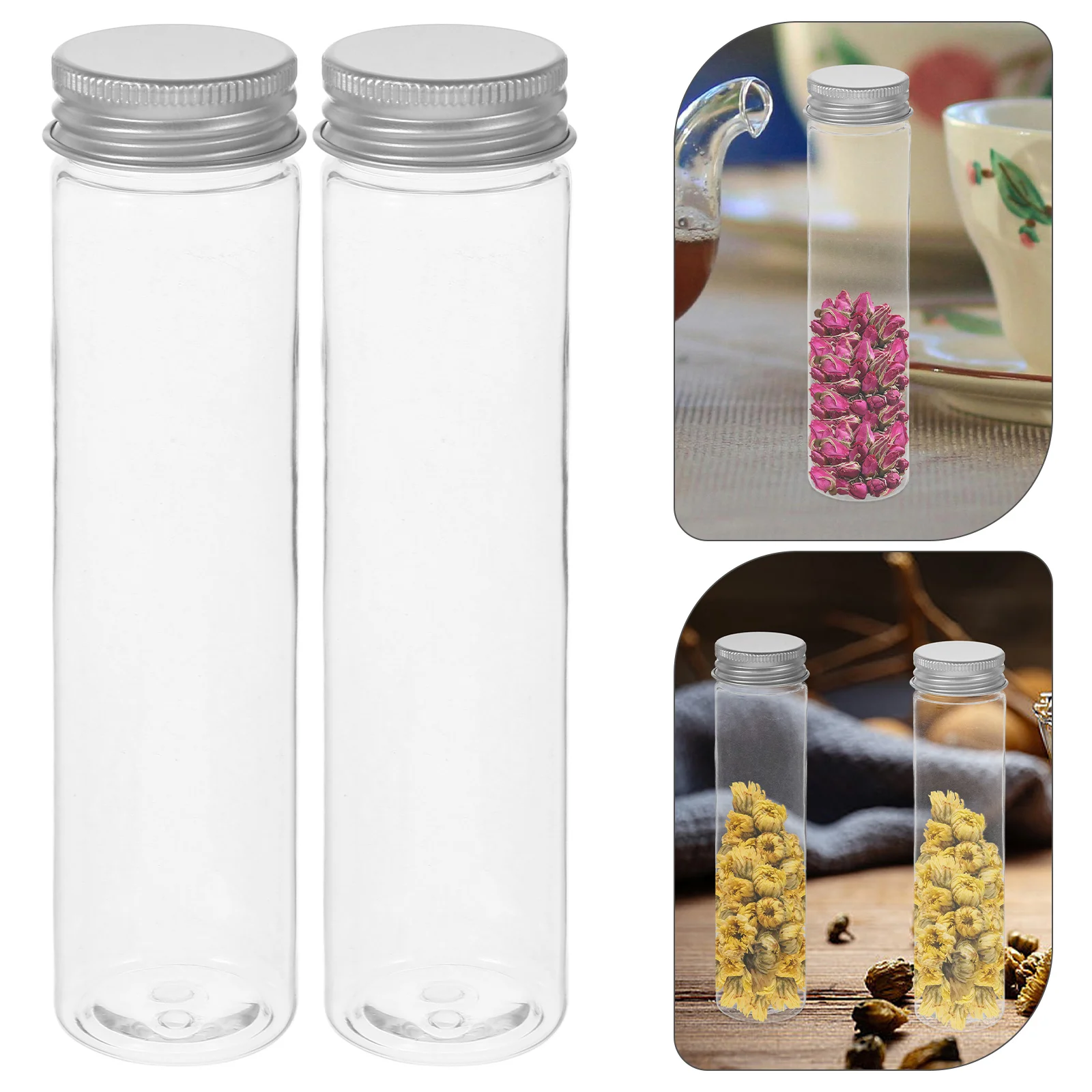 

20 Pcs Plastic Test Tube Scientific Experiments Tubes Clear Pipe Flat for The Pet with Lids