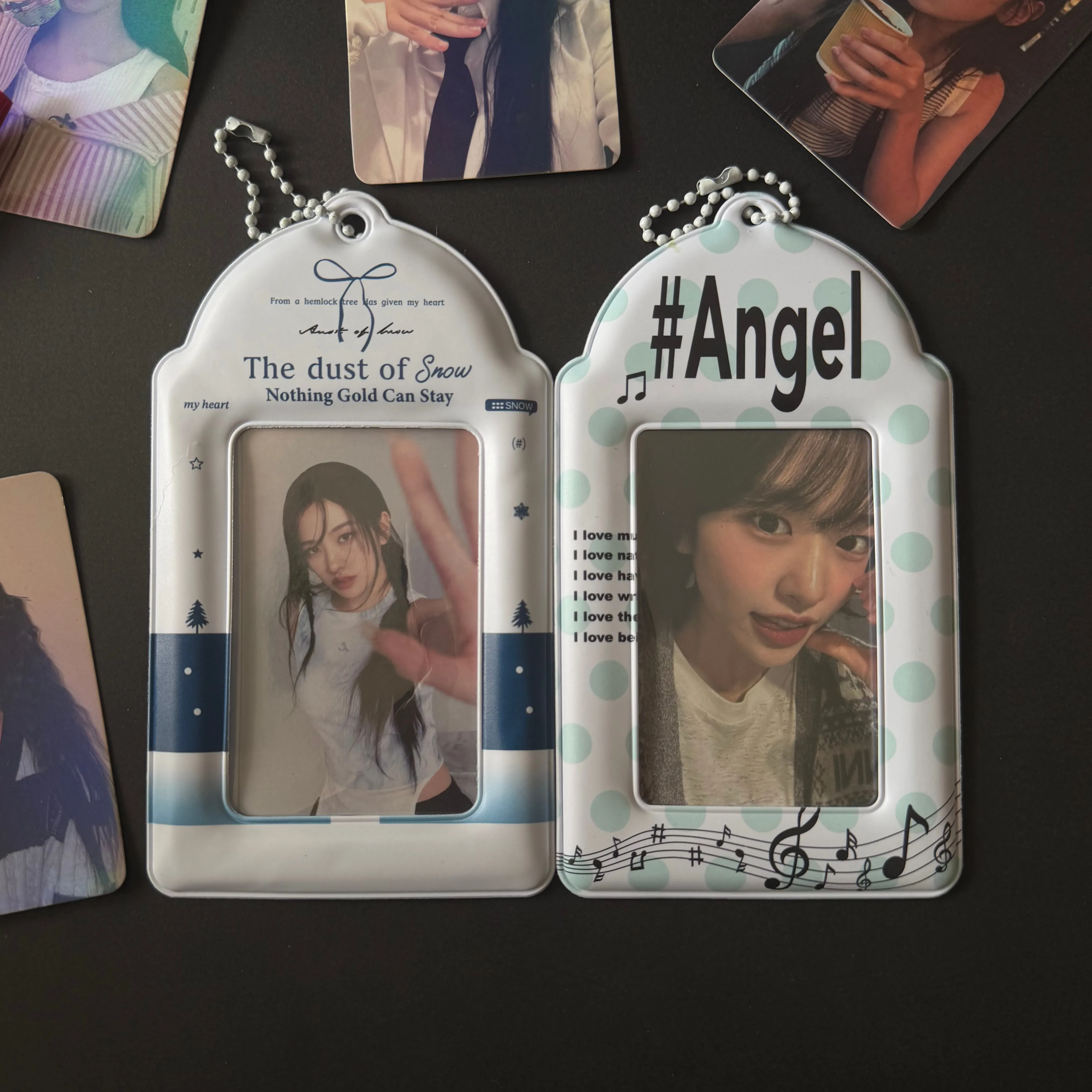 2pcs Polaroid Ins Style Angel Card Holder 3 Inch Blue Memory Card Case Girl Kpop Card Holder Display Bag Pendant