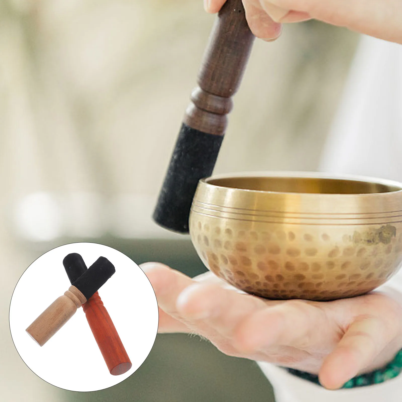 

2 Pcs Buddha Music Bowl Accessories Sound Mallets for Bowls Classic Small Singing Pray Wood Stick Striker