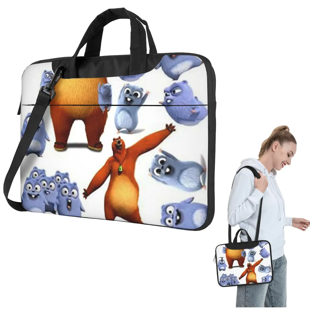 Animation Grizzy And The Lemmings Cartoon Anime Crossbody Laptop Bag Case 13 14 15.6 Inch Notebook Pouch for Macbook Pro