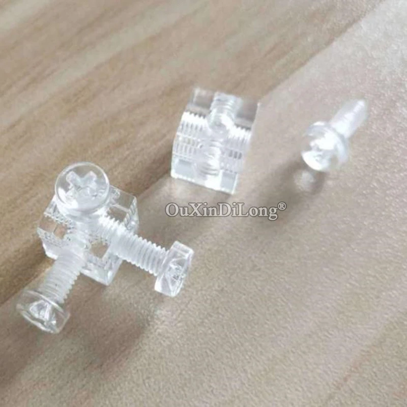 500PCS 10X10X10mm Acrylic Six Sides Fixed Blocks Cubes Corner Braces Chassis Components for Electric Stoves Square Dishes+Screws