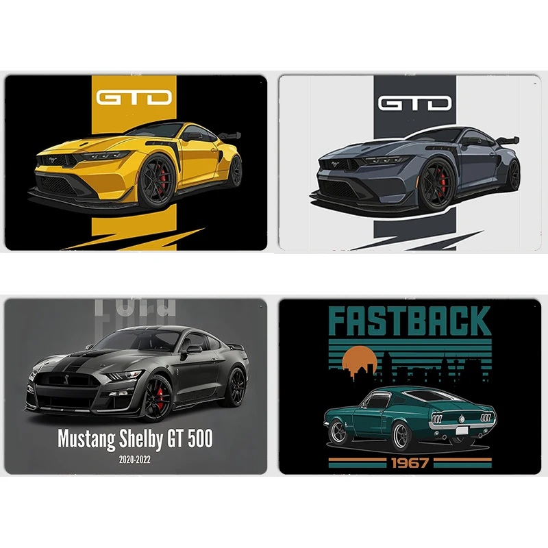 

Sports Car Mustang Shelby GT500 GTD Fastback Poster Metal Sign Custom Bar Bedroom Indoor Posters Home Wall Decor Room Decoration