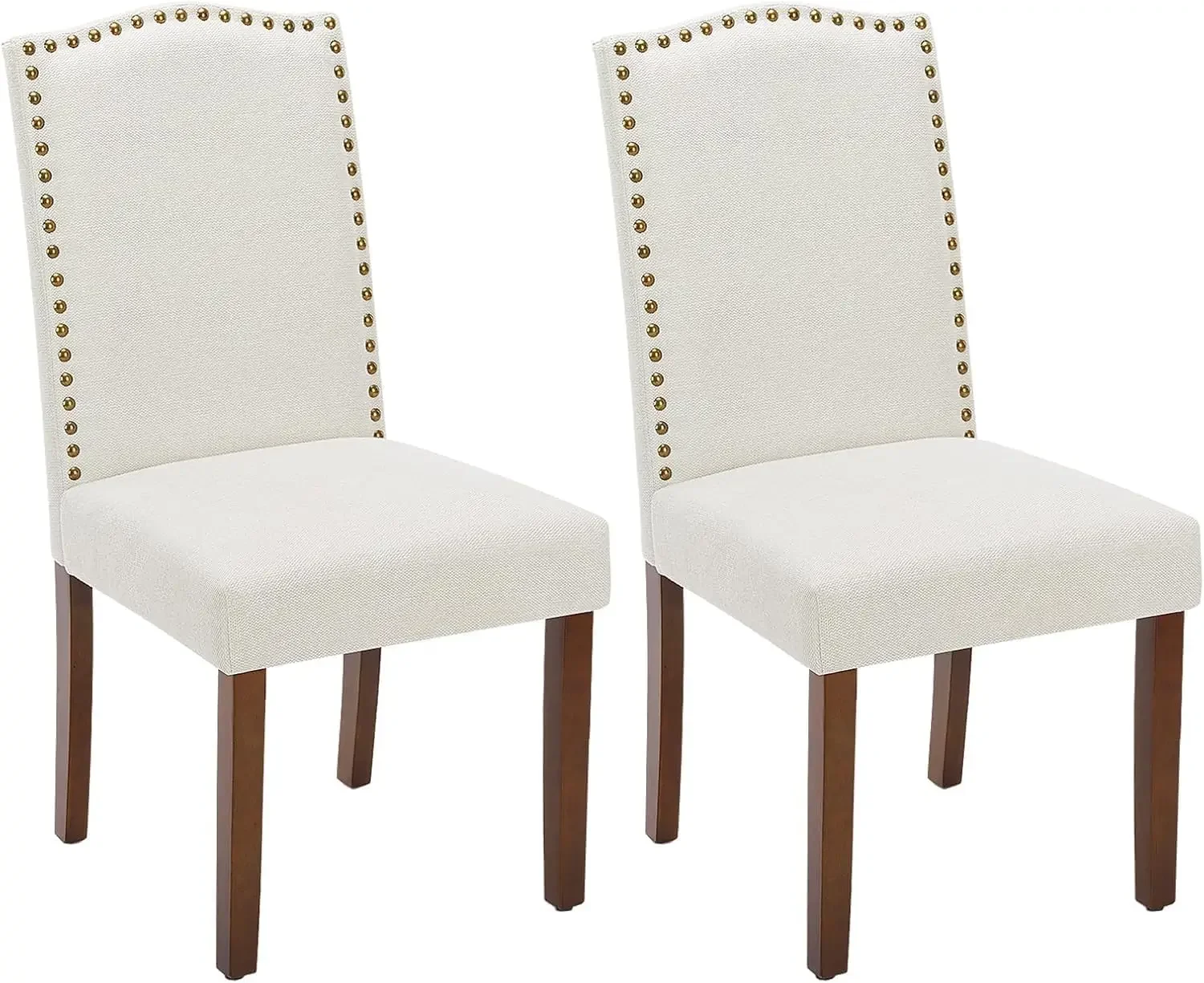 

Dining Chairs Set of 2, Upholstered Fabric Kitchen Room Chairs Mid Century Modern High-End Dining Room Side Chairs, Beige