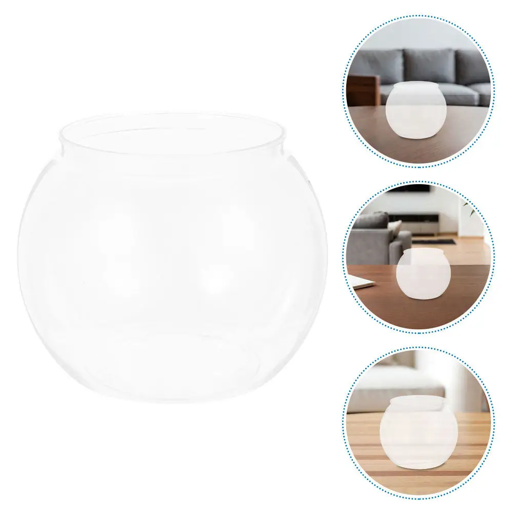 Transparent Fish Tank Small Bowls Office Desktop Pet Plastic Round Aquarium Tanks for Goldfish Home Decorative Mini