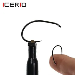 ICERIO 30PCS High Carbon Steel Barbless Curved Nymphs Scuds Pupa Fly Tying Hook For Tying Trout Bass Perch Fishing Lure 10#~20#