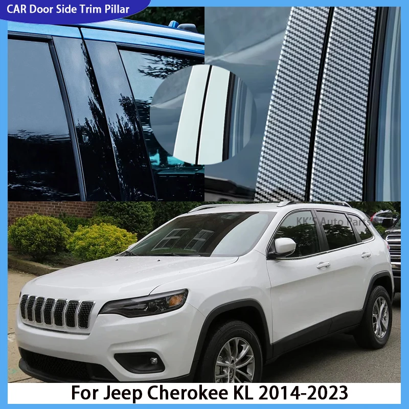 

Fit For Jeep Cherokee KL 2014-2023 Gloss Black Door SIde Decor Pillar Post Window Moulding Trim Stiker Cover Accessories Set