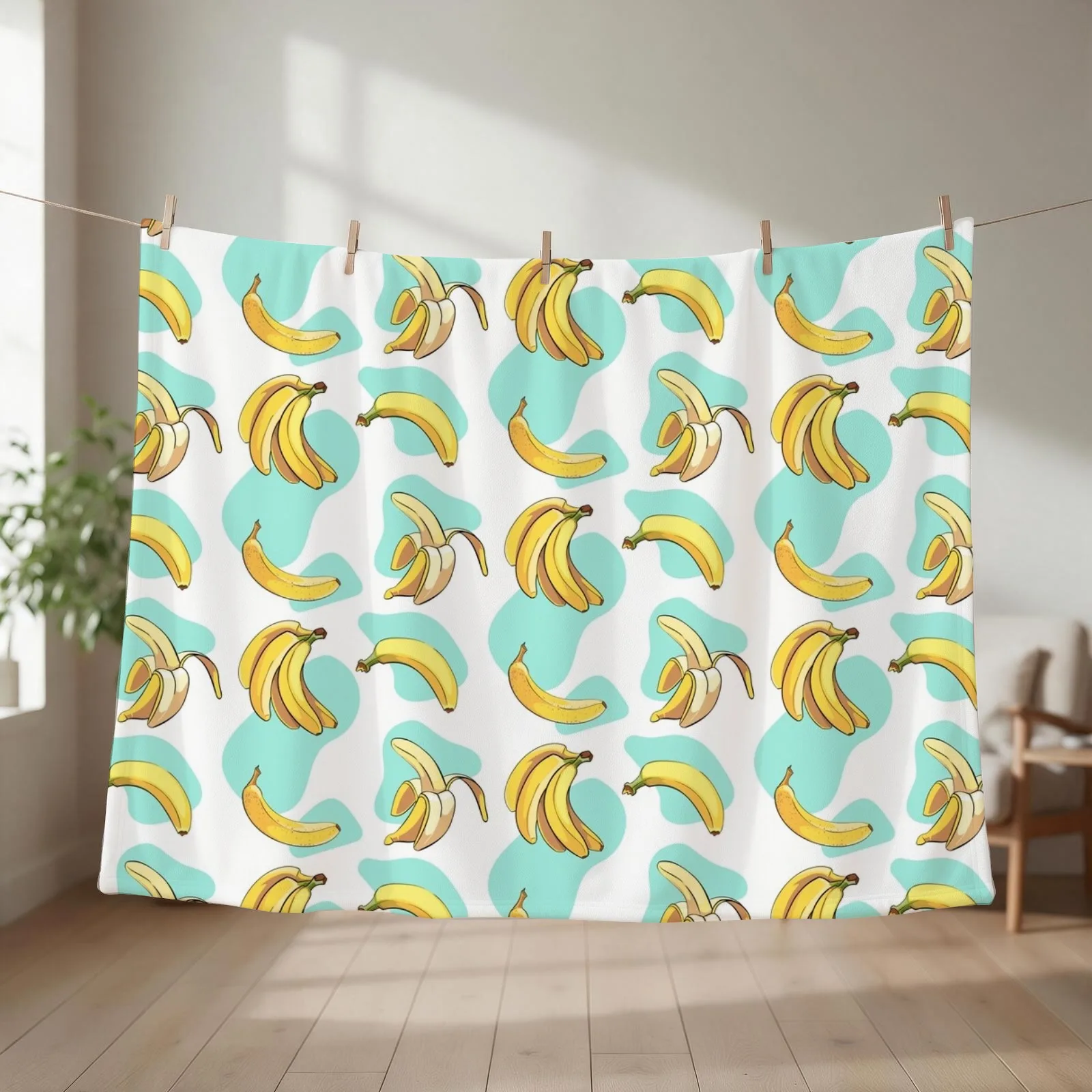 Banana Pattern Throw Blanket couch cozy soft plush fuzzy picnic outdoor blanket