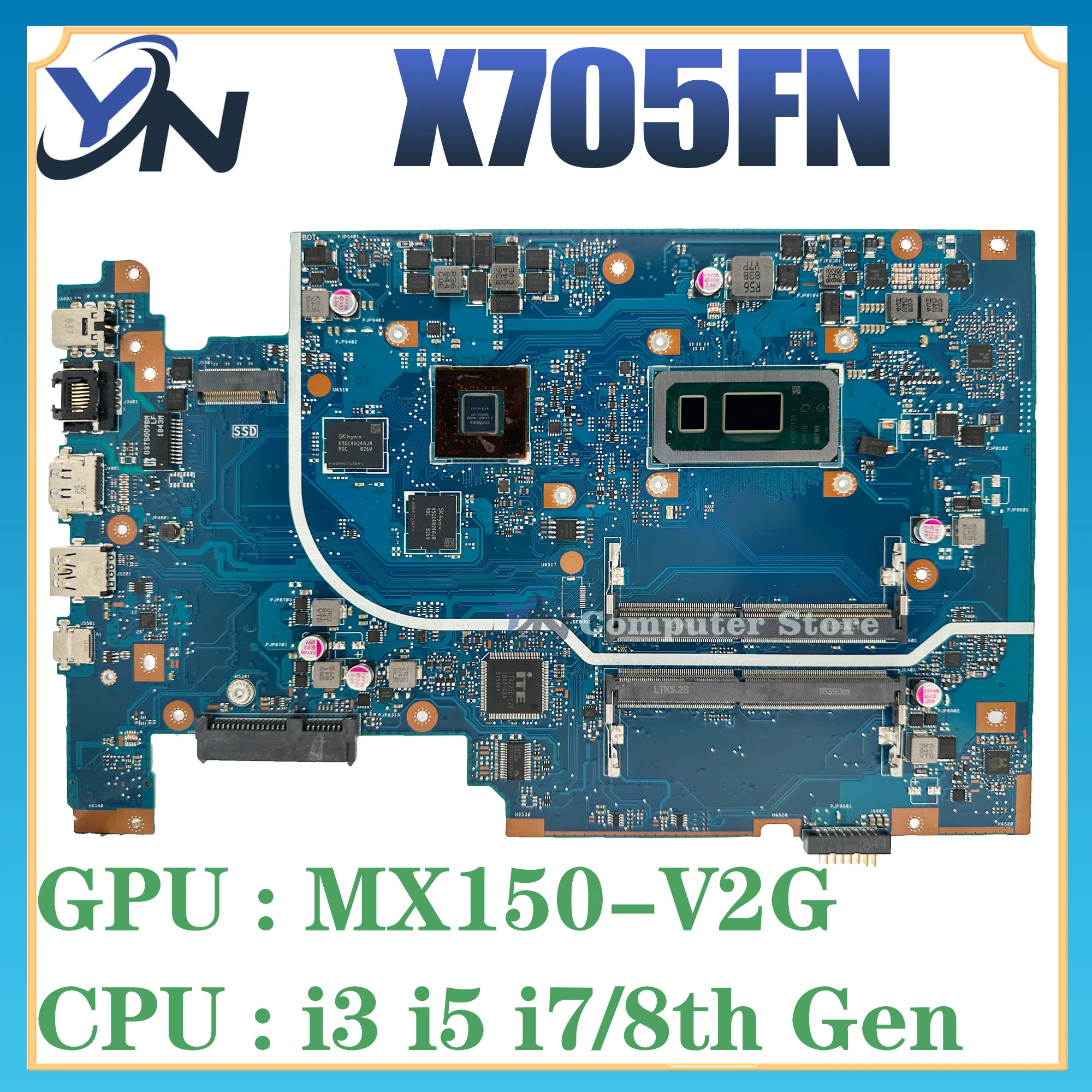 X705FN Mainboard For Asus Vivobook Pro 17 X705F N705F Laptop Motherboard With i3 i5 i7/8th MX150-2G/4G DDR4 100% Test OK