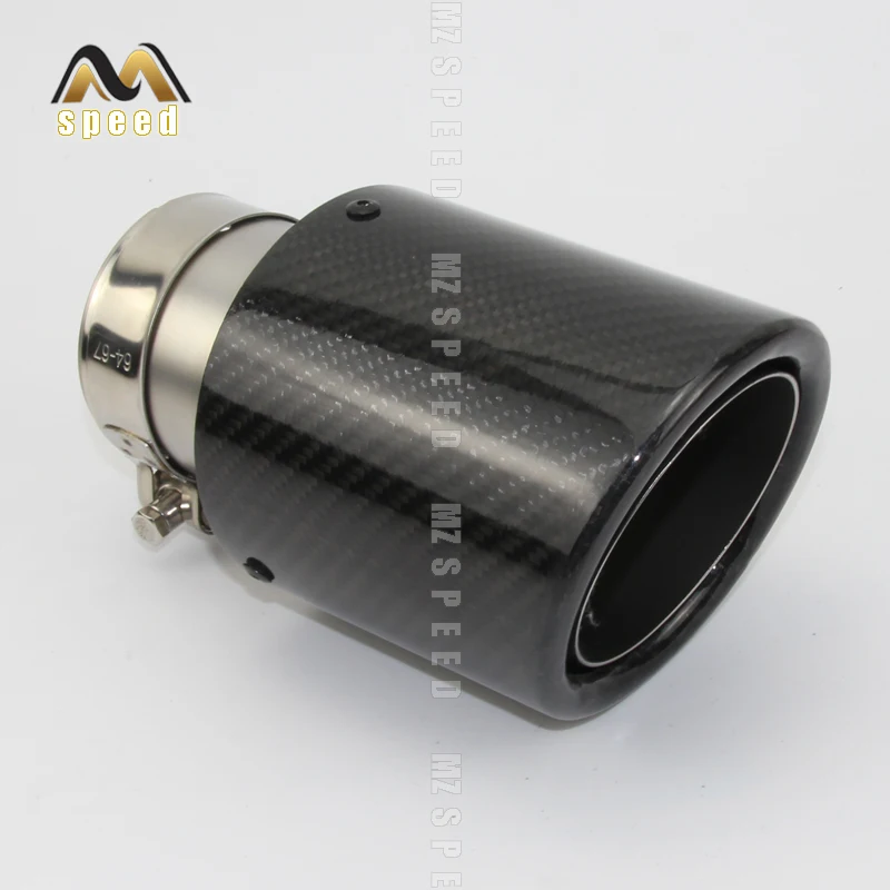 Car Accessories Exhaust Muffler Tail Throat Universal Straight Edge Bright Carbon Fiber Mirror Stainless Steel For BMW E46 E90