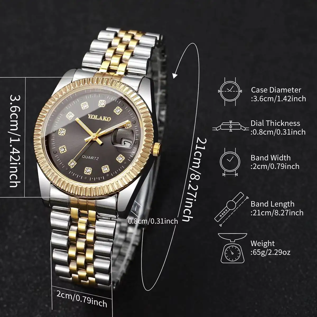 Luxury Rhinestone Men Business Watches Fashion Women Quartz Watch with Calendar Clock Gift（Without Box）