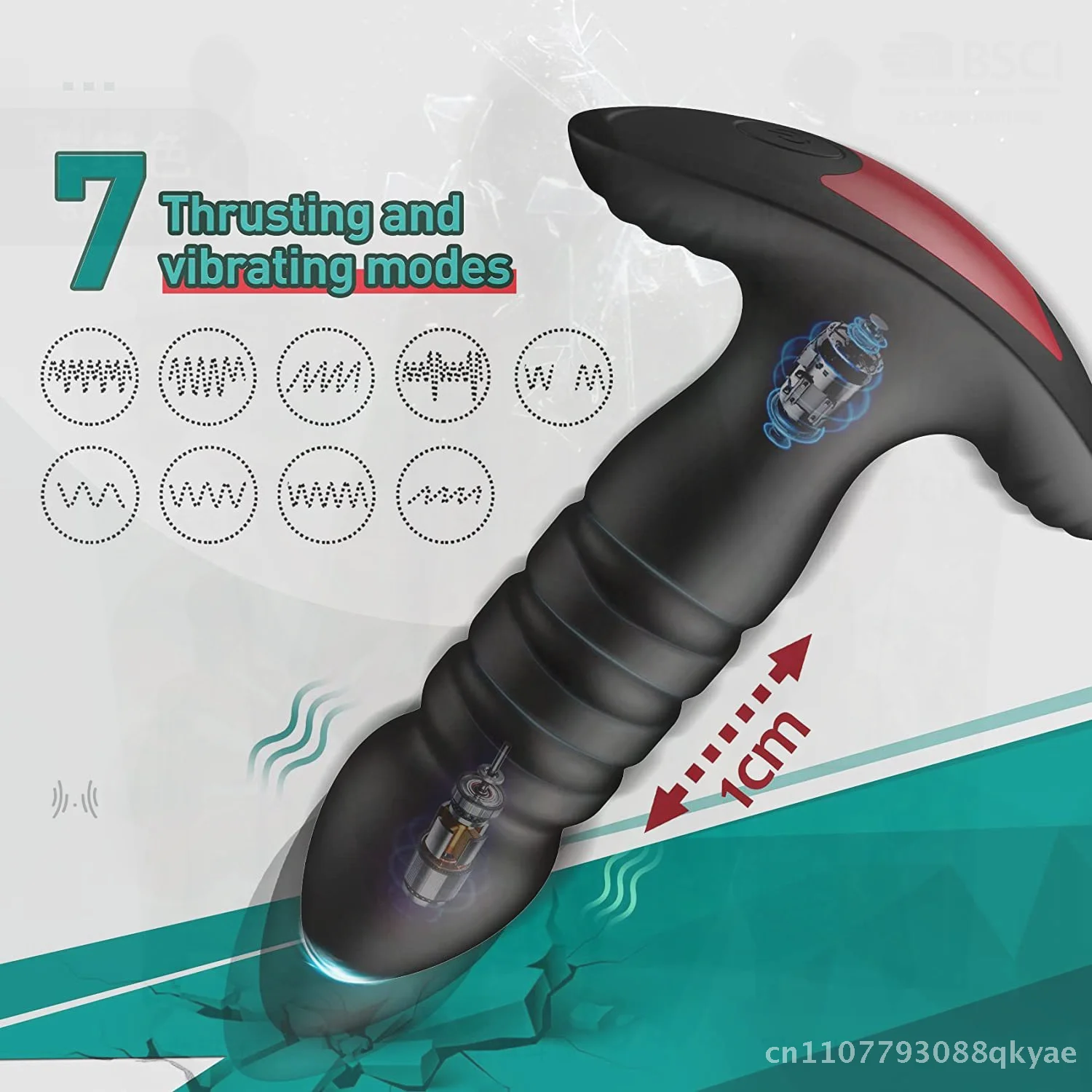 جهاز تحكم عن بعد لاسلكي تلسكوبي للصدمات شرجي التوصيل سيليكون مدلك الخلفي هزاز للبالغين تطبيق أسود متوافق