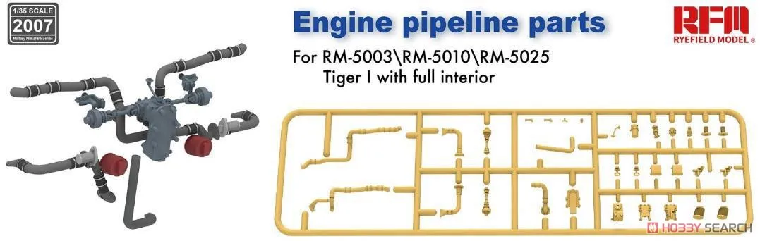 Rye Field RM2007 1/35 Scale Upgrade Series Set Engin Pipeling Parts for Tiger I w/Full Interior Hobby Assembly Model Kit