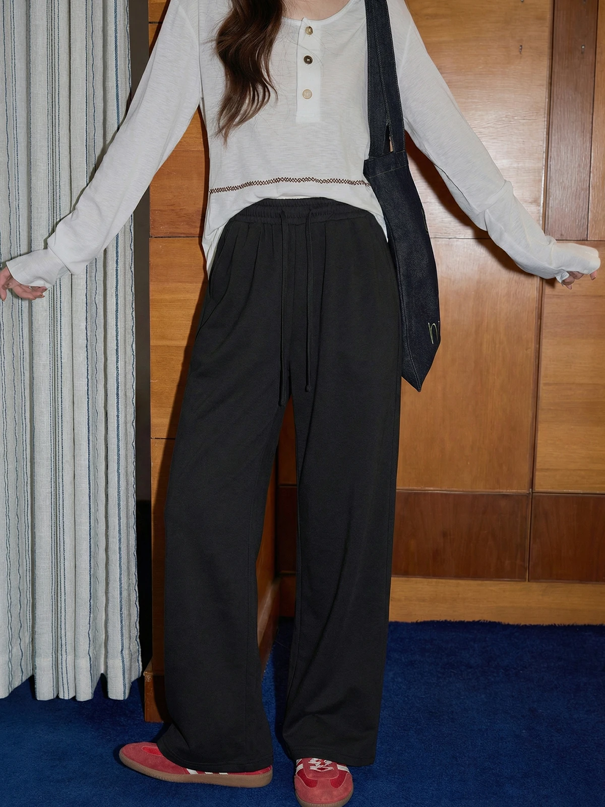 

Женские широкие брюки Bla с высокой талией и завязками, свободные повседневные брюки, новинка весны, корейский стиль, прямой крой