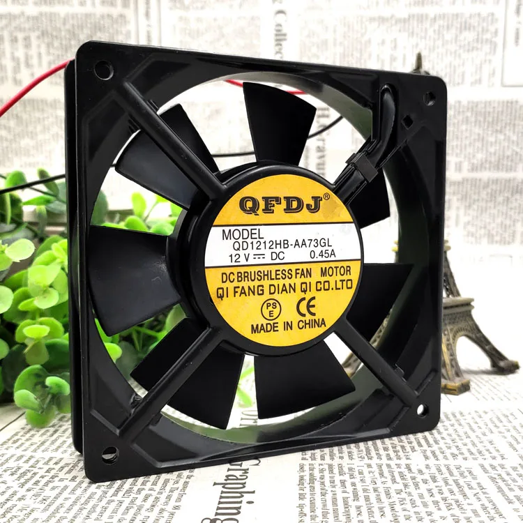 QFDJ QD1212HB-AA73GL DC12V 0.45A 2WIRES 12025 DC FAN