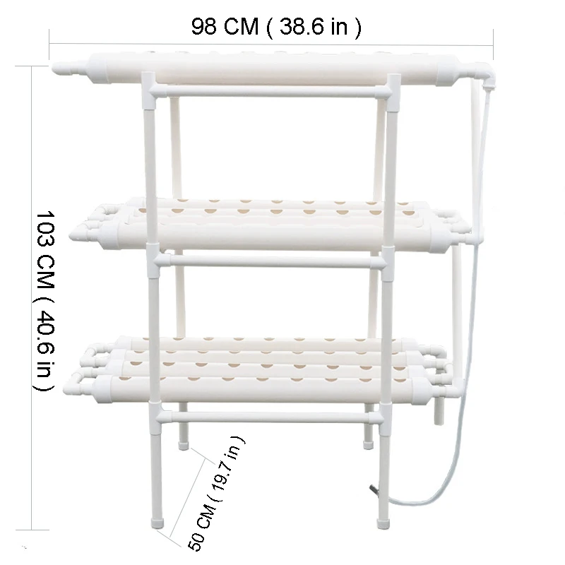 Greenhouse Hydroponic Growing Systems Veg Planter Growing Kit 108 Holes 3 Layer 12 PVC Pipes