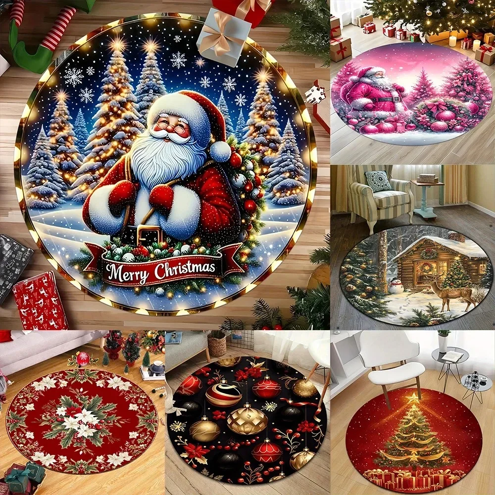 Christmas Round Rugs  Santa Claus Christmas Trees Decorative Rugs  and More—create A Dreamy Holiday Home New Year Home Decor