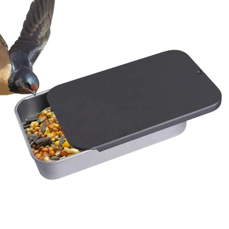 Bird Treat Box Hand-Held Feeder Push-Pull Cover Metal Container Waterproof Small Bird Toys Bird Food Jar Birds Food Treat Box