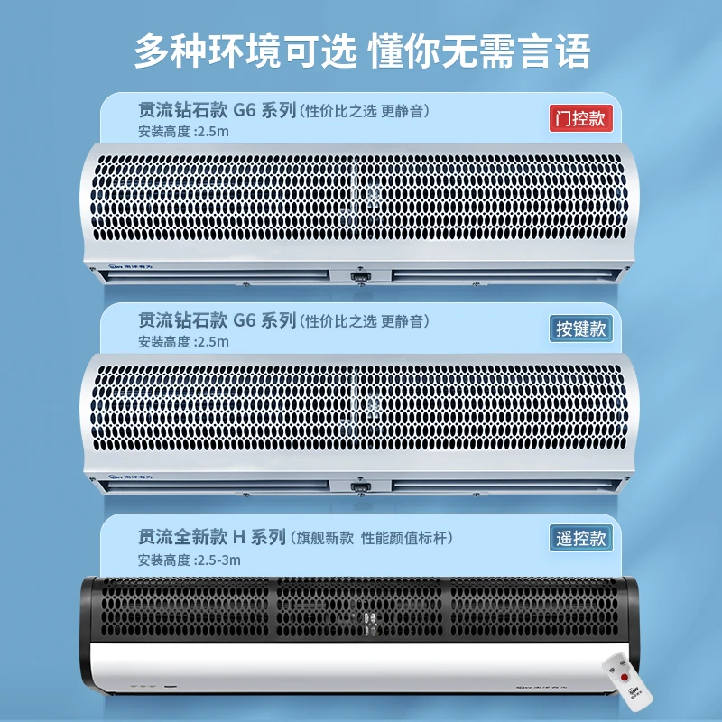 Air Curtain Machine Low Noise Commercial Silent Supermarket Remote Control Door Curtain Machine Door Head Elevator Air Curtain