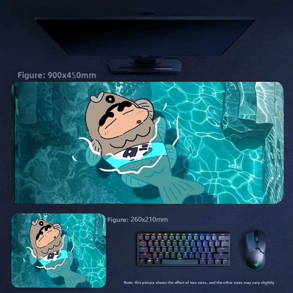 Animation Crayon Shin-chan Swimming Diving Series Leather Non-slip Mouse Pad Beach Resort Outdoor Activities Printed Table Mat