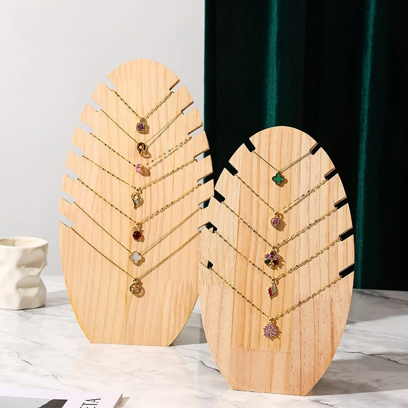 Wood Creative Flame Board Necklace Display Stand - Pendant Bracelet Jewelry Rack for Window Display - Image 2