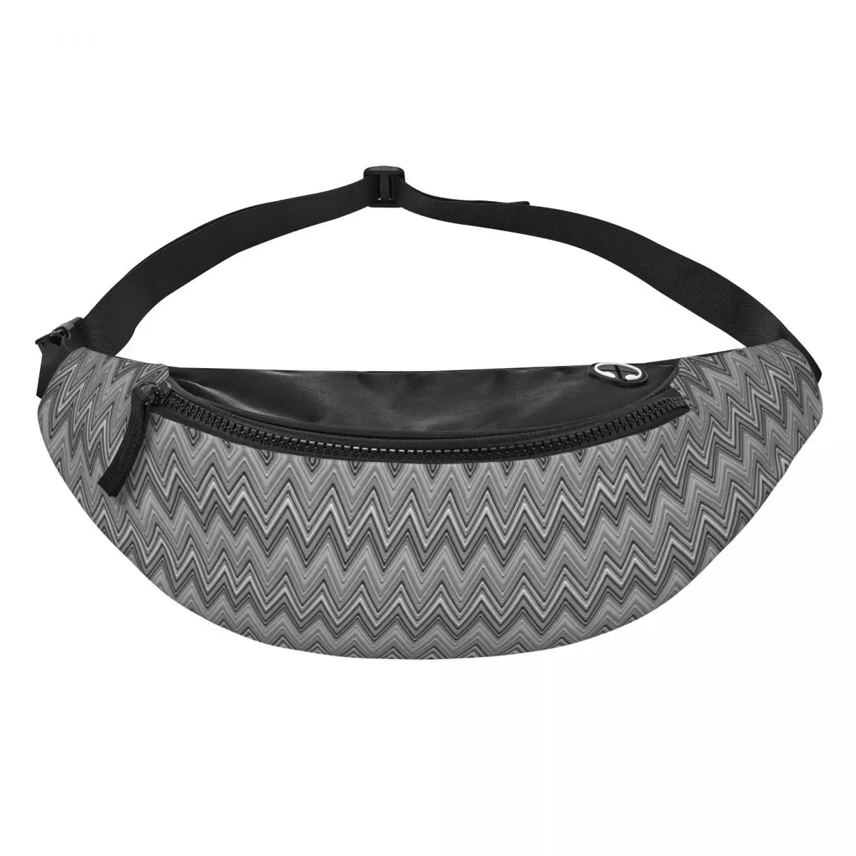 Home Zig Zag Patterns Grey White Fanny Pack for Travel Hiking Men Women Boho Chic Zigzag Crossbody Waist Bag Phone Money Pouch