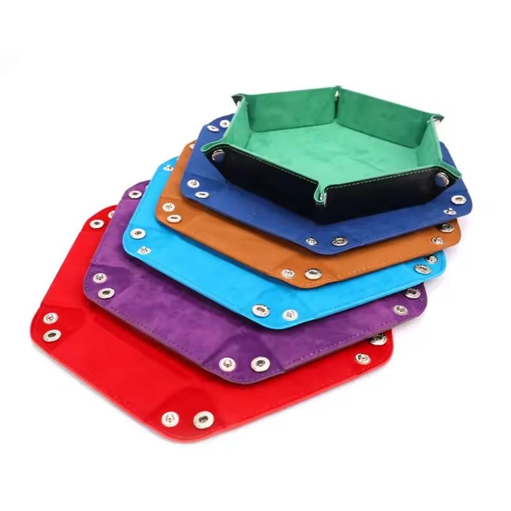 Hexagonal Dice Tray and Various Storage Box, Dice Tray Accessories for Table Games, Leather Dice Tower, 1 Pc