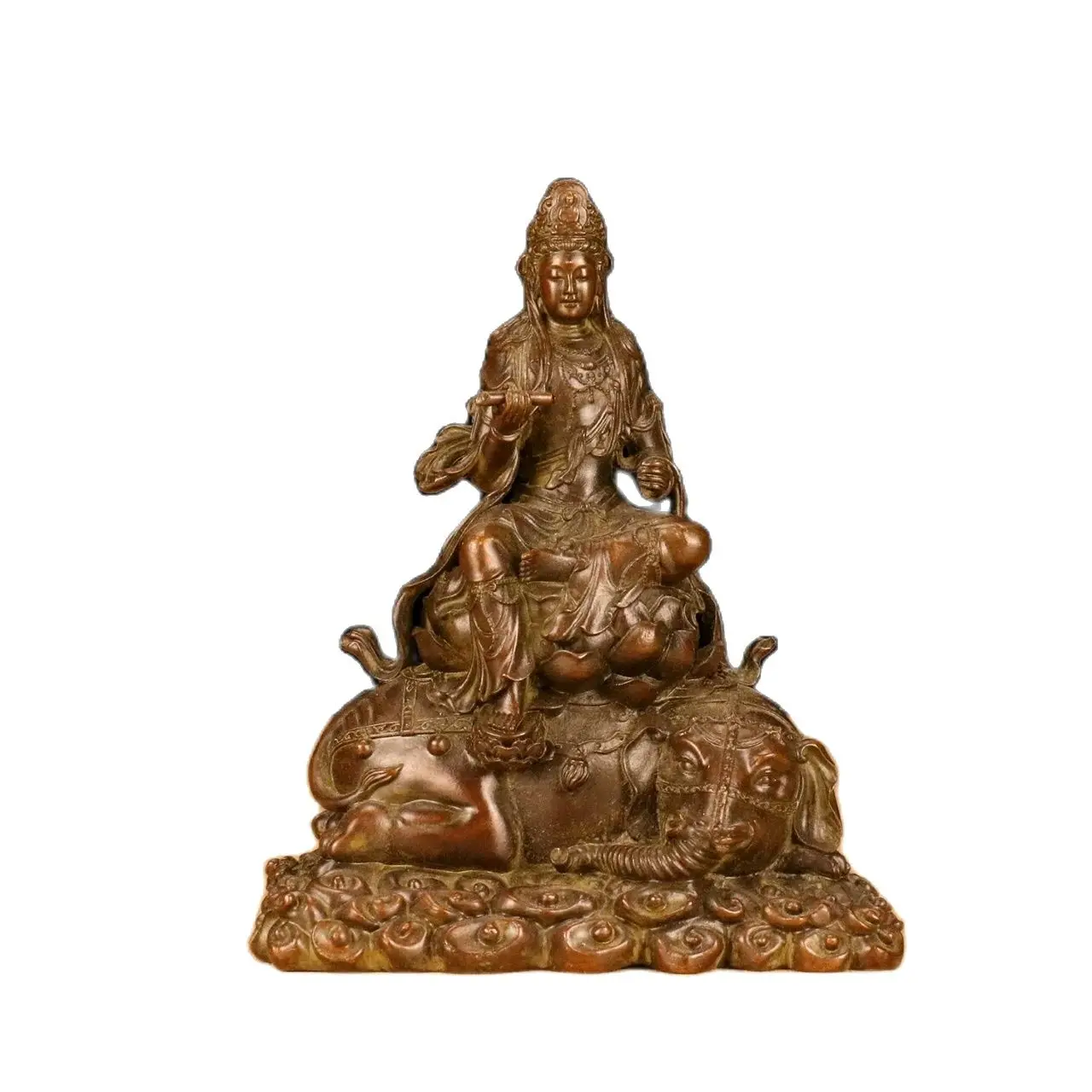 

Metal ornament statue Alloy Great Samantabhadra Bodhisattva weighs 1.5kg, measures approximately 15.5cm in height, 13cm in width