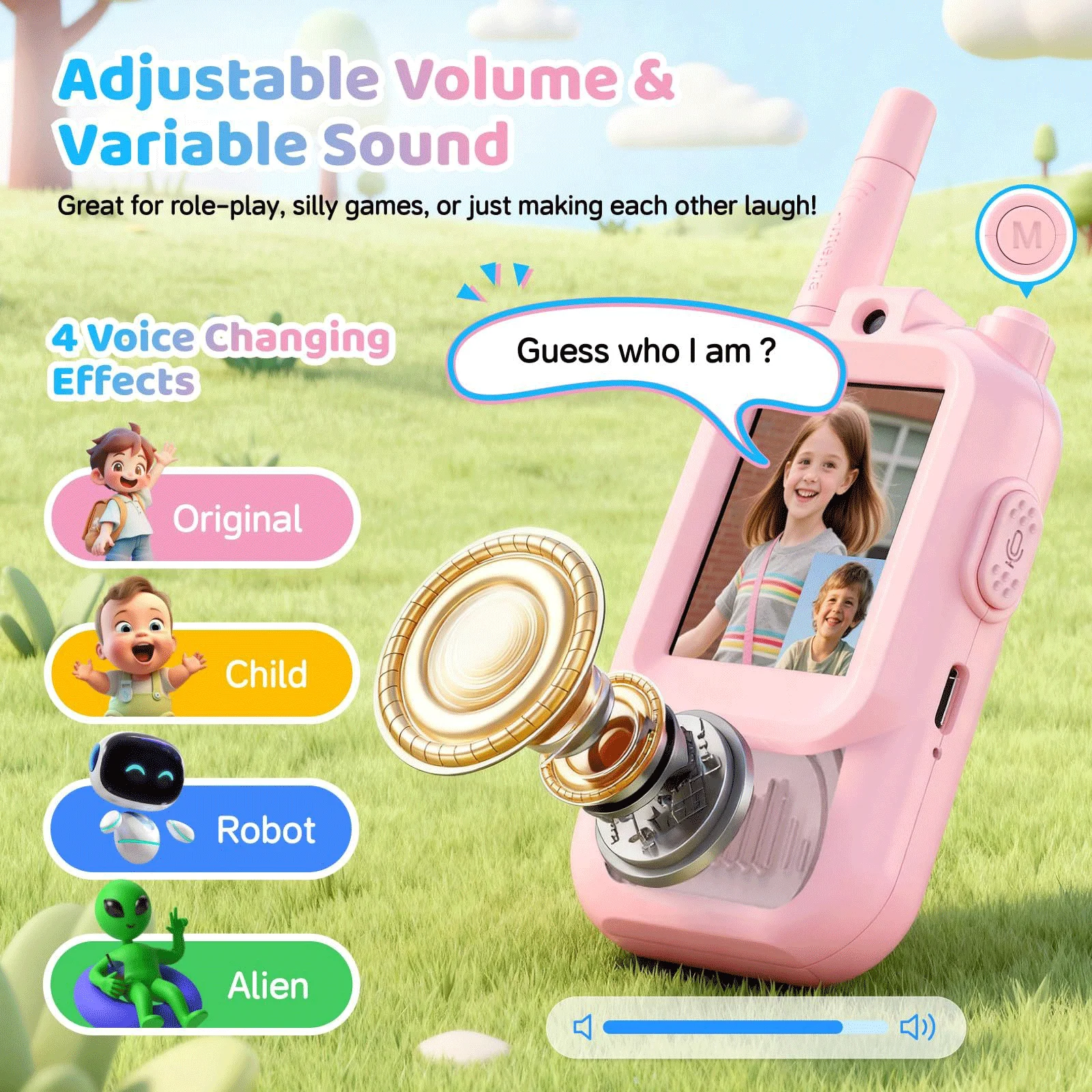Walkie Talkies de vídeo para niños, juguete interfono recargable con cámara HD y cambiador de voz, regalos, juguetes para niños y niñas, 2 uds.