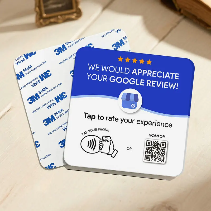 Custom Acrylic QR Code Sign Follow US on Instagram NFC Tap Social Media Sign Google Review Facebook Card Business Display Plates