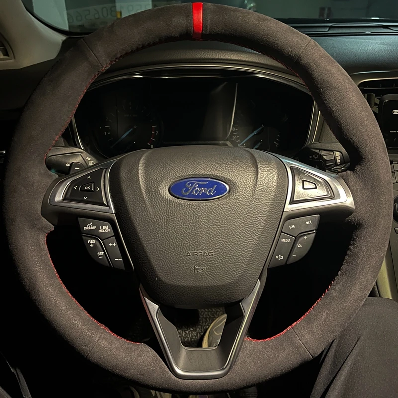 Custom Car Lenkrad Abdeckung Wildleder 100% Fit Für Ford Mondeo Fusion 2013-2019 RAND 2015-2019 Auto innen Zubehör