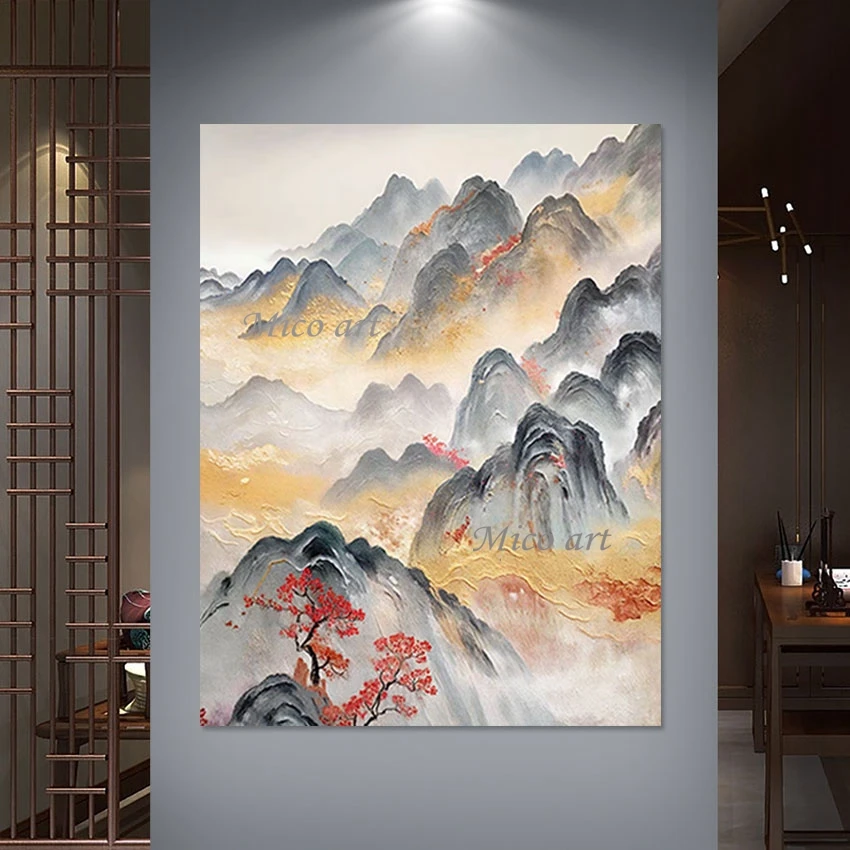 

Natural Scenery Picture Canvas Artwork Acrylic Decorative Wall Frameless Abstract China Style Mountain Landscape Art Paintings