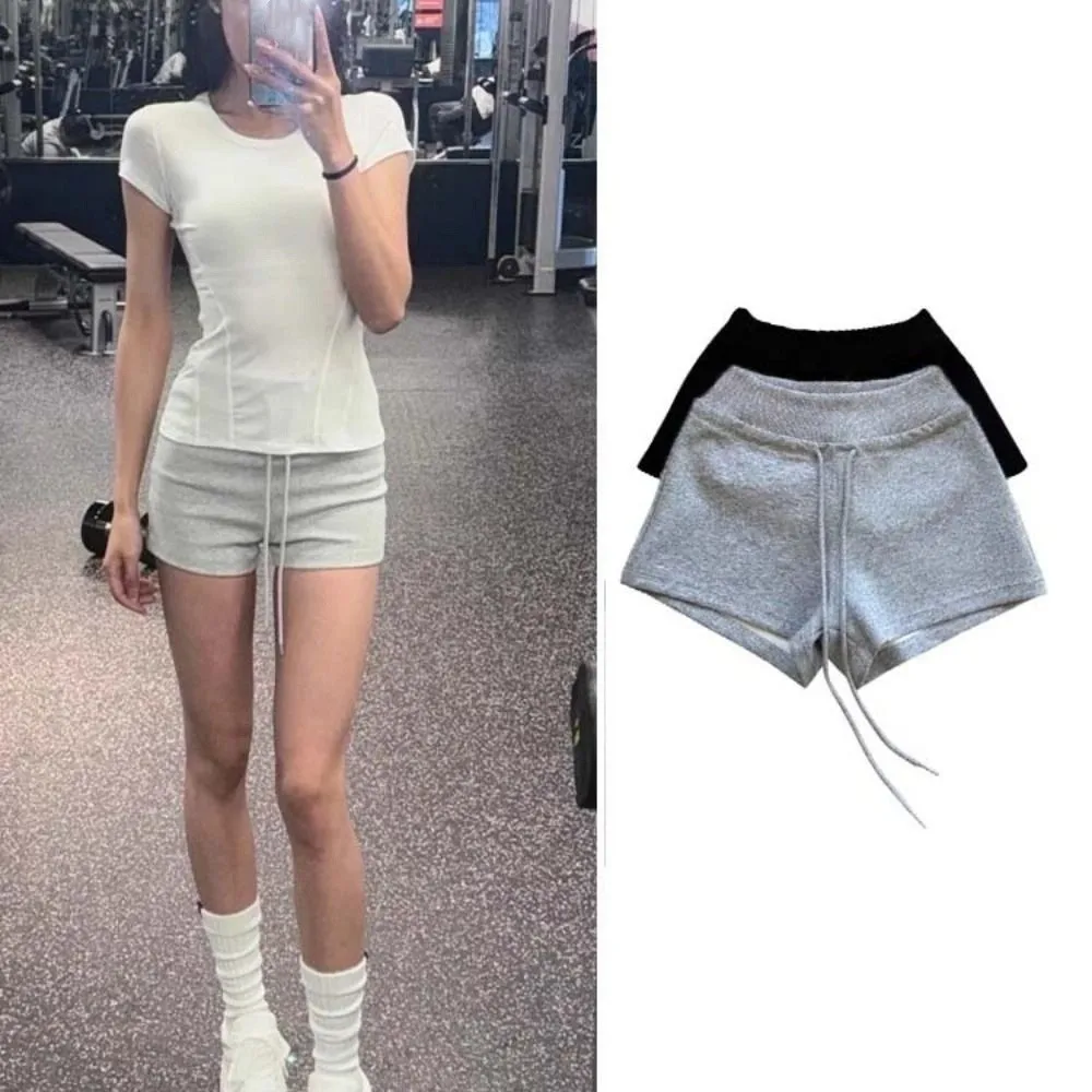 

Шорты с высокой талией на шнурке, пижамные брюки, популярные женские короткие брюки, облегающие летние повседневные шорты в американском стиле, офисные шорты