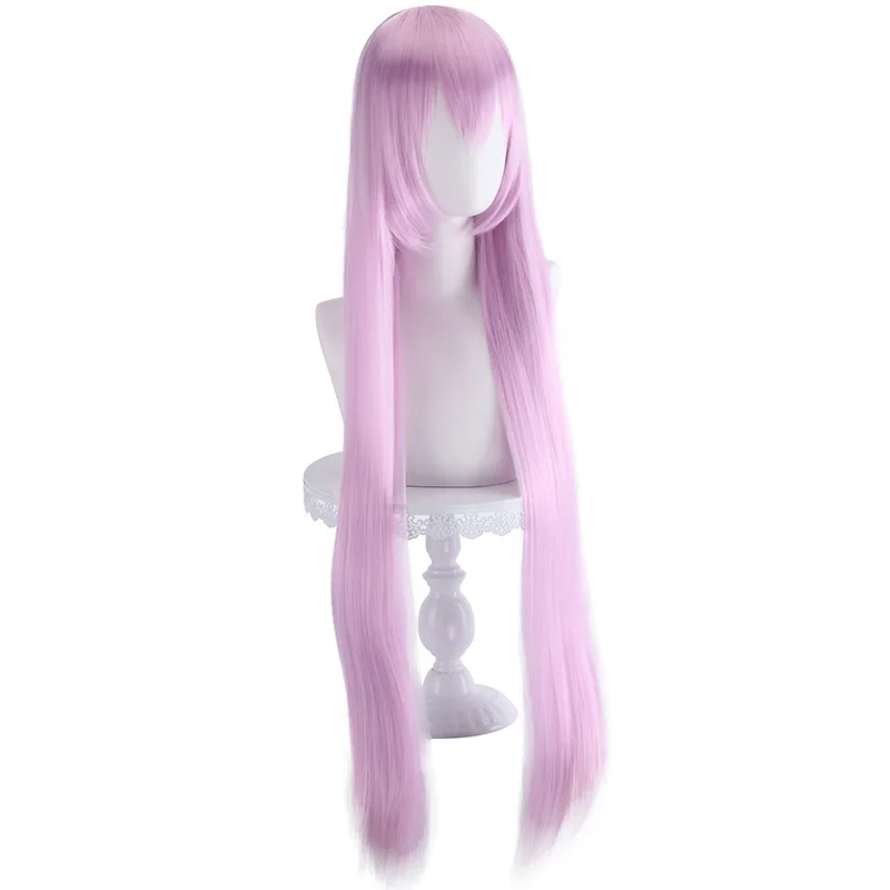 طويل مستقيم الوردي الأرجواني شعر مستعار اصطناعي تأثيري حلي حفلة الهالوين ألياف مقاومة للحرارة الشعر