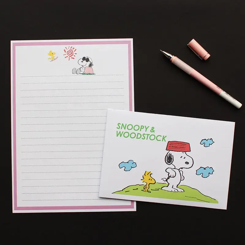 10pcs Snoopy Envelope Letter Set Cute Cartoon Wedding Party Invitation Greeting Card Aesthetic Small Fresh Writing Paper