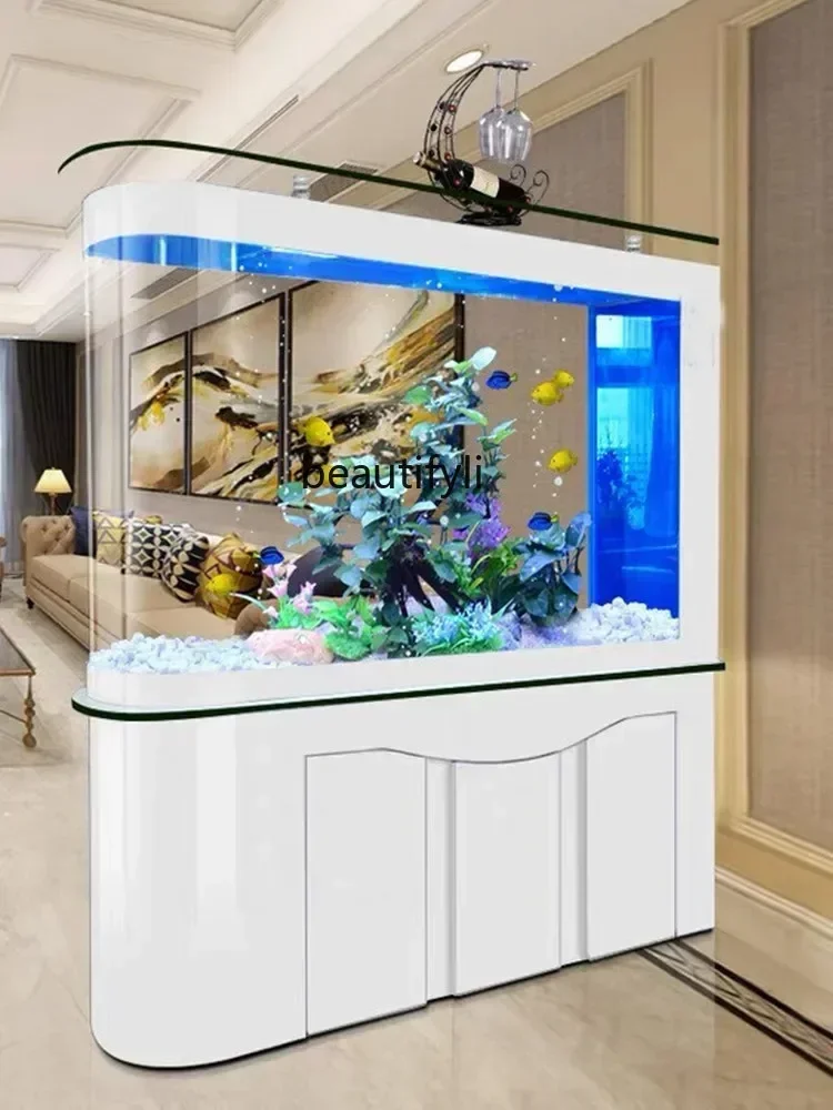 Fish Tank Living Room Partition Bottom Filter Mute Landscaping Full Set Aquarium Solid Wood Change Water