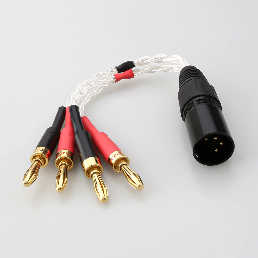 

HiFi OCC Silver Plated XLR Male 4pin to Deluxe 4mm Banana Plug Audio Cable Speaker Amplifier