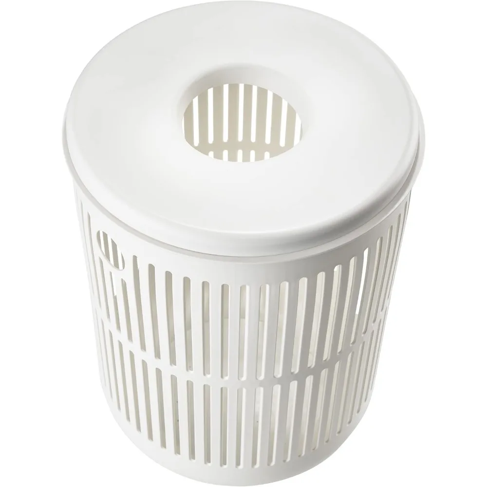 سلة غسيل عملية أنيقة - تعزيز روتينك باللون الأبيض، 16.14 × 16.14 × 21.65 بوصة، سعة كبيرة للاستخدام المنزلي