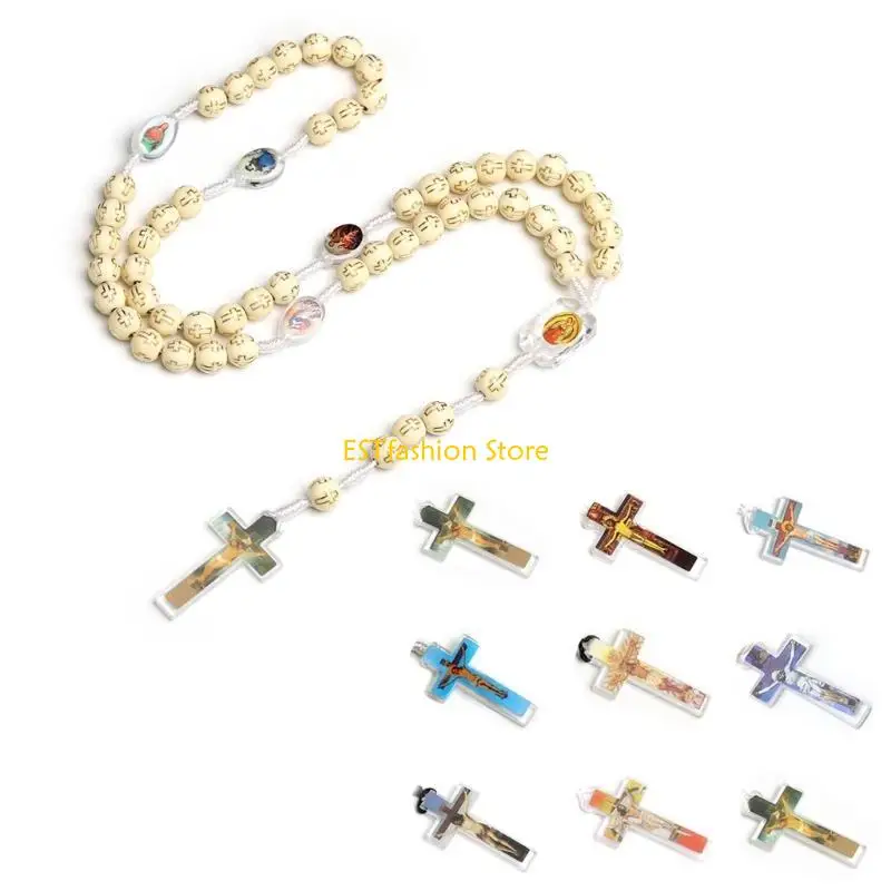 Y5GC Fashion Pendant Beaded Necklace Religious Jewelry for Women Men Girls Boys