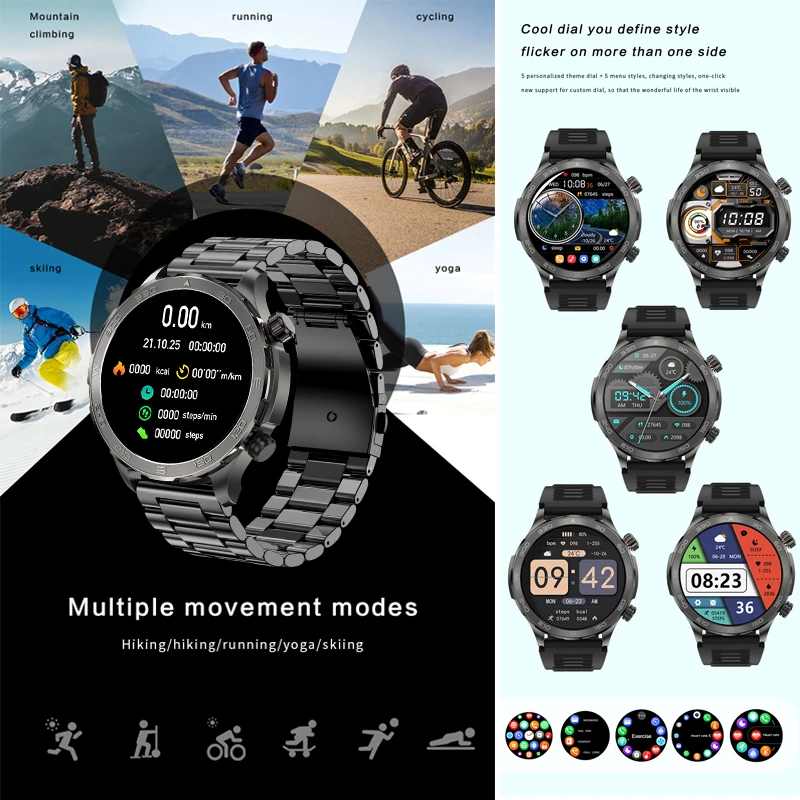 2024 nuovo per Huawei Xiaomi Smart Watch AMOLED HD Screen NFC GPS Motion Trail Fitness Altitude Bluetooth Call Compass Smartwatch