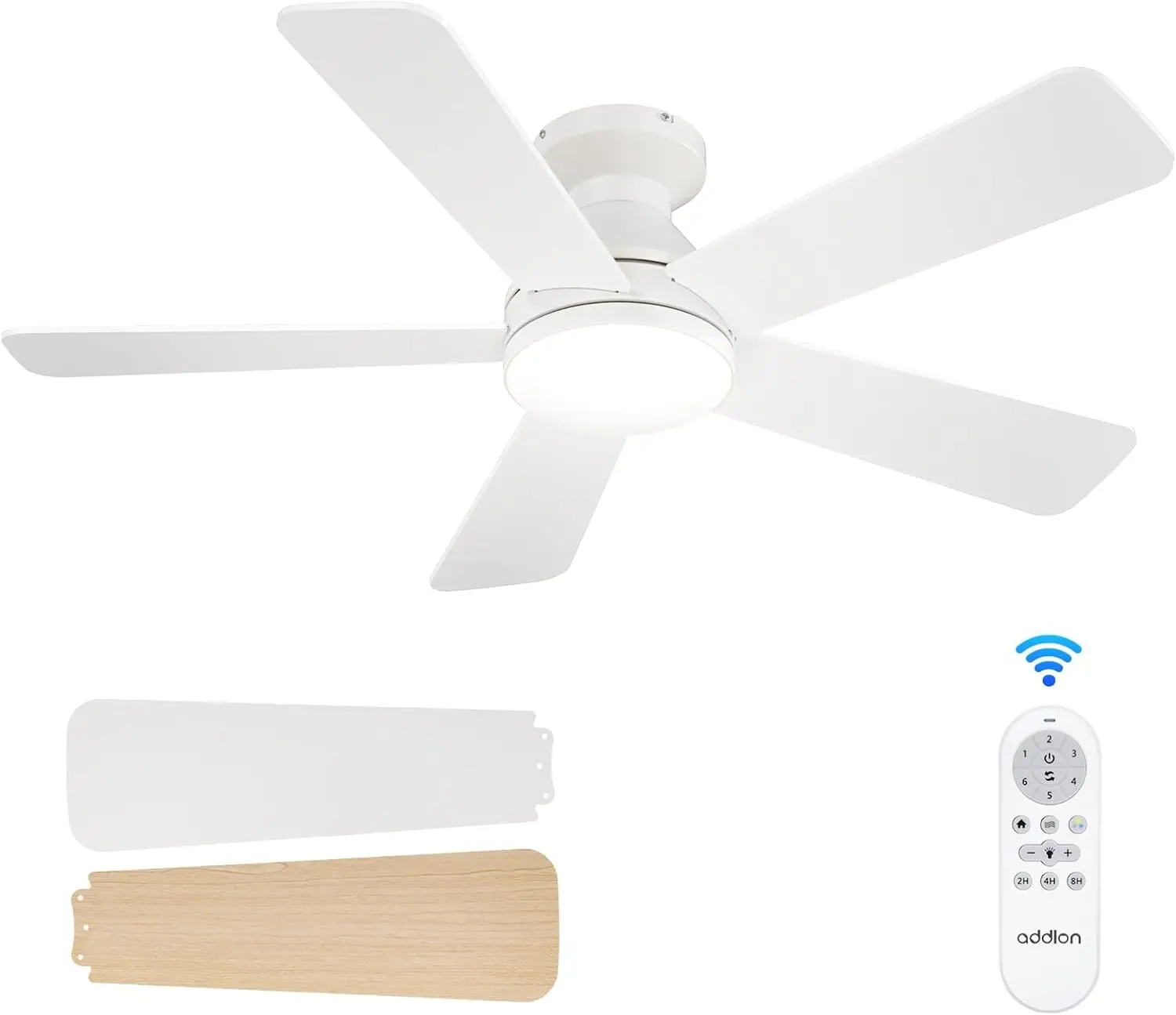 

Ceiling Fans with Lights, 42 Inch Low Profile Ceiling Fan with Light And Remote Control, Flush Mount, Reversible,