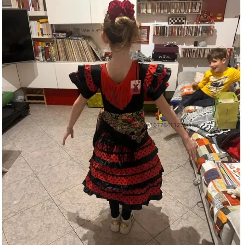 スペインフラメンコダンスドレス子供ダンスドレスフェスティバル旅行ダンスドレスボールドレスパーティードレスステージドレスパフォーマンス