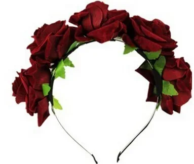 Wedding wreath headband, bride bridesmaid headdress Velvet 5 roses headband wreath