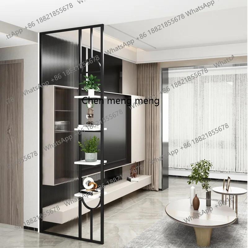 Modern glass partition entrance entry living room simple partition wall frame light luxury wrought iron screen