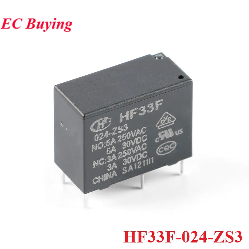1Pc-10Pcs Relays HF33F 005-ZS3 012-ZS3 024-ZS3 DC 5V 12V 24V 5A HF33F-005-ZS3 HF33F-012-ZS3 HF33F-024-ZS3 5Pin Power Relais