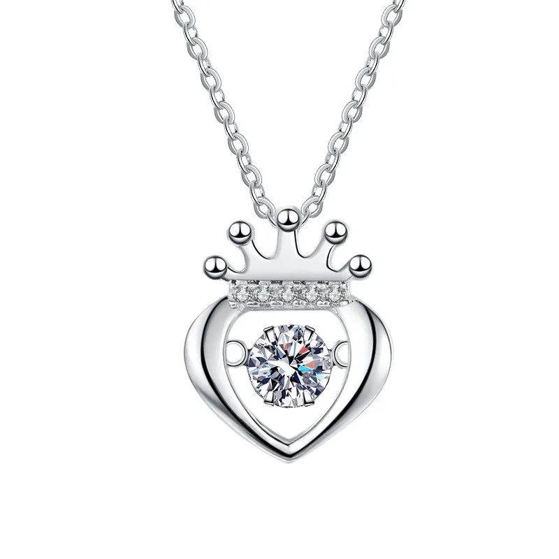 

HK0021 Lefei модное модное роскошное классическое сине-белое муассанитовое ожерелье с проворной короной и сердечком для женщин s925 серебряные вечерние украшения