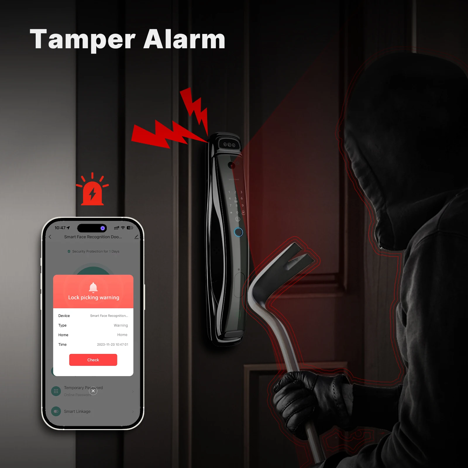 Neuankömmling Smart Door Fingerabdruck Digital Wifi Smart mit Kameramonitor Senden Sie Fotos an Telefon