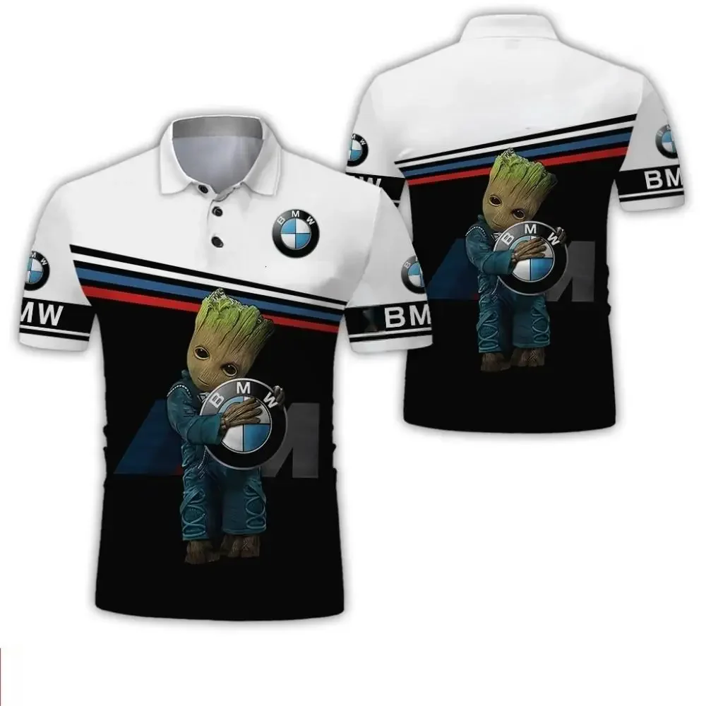 

2025 New Style Casual Lightweight Short Sleeves Motorcycle Riding Sport Tops BMW Logo 3D Printed Casual Polo Shirt with Buttons