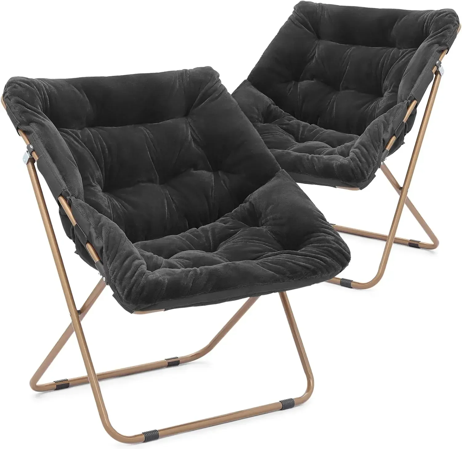 

Square Folding Faux Fur Saucer Chair for Bedroom Living Room Dorm Garden Foldable Metal Frame Oversized Large