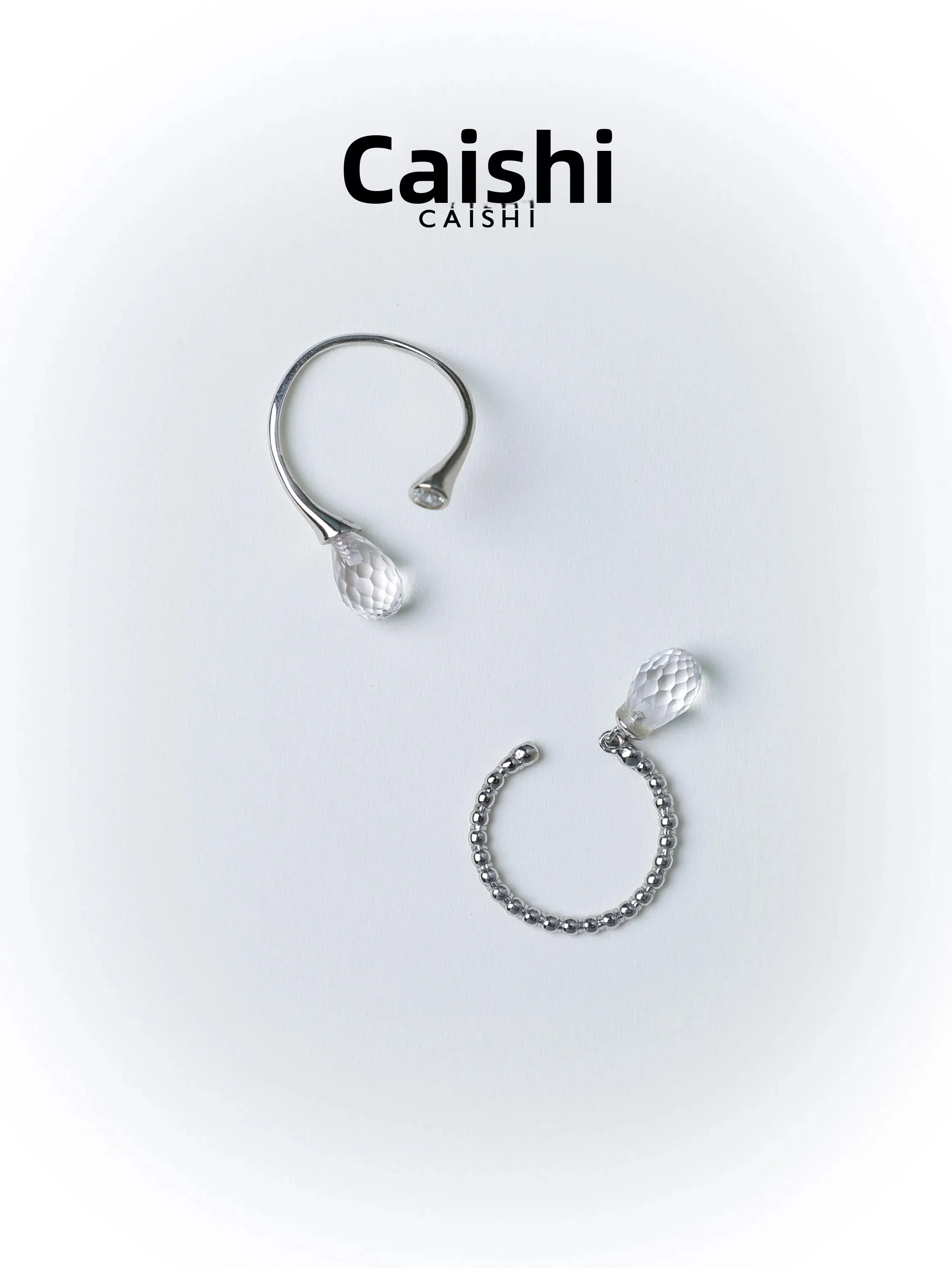 original-white-crystal-925-silver-simple-versatile-fashionable-ring-by-cai-shi-studio-for-daily-wear-casual-occasions-ladies