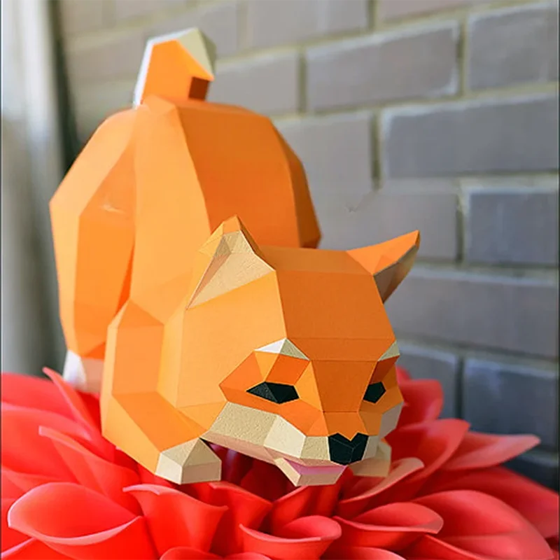 25cm Shiba Inu Paper Model Papercraft 3D Origami Handmade Home Decor Room Ornament Desk Decoration Creative Toys Sculpture Props